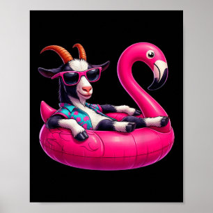 Póster Verdadero gracioso Fiesta de piscina rosa de cabra