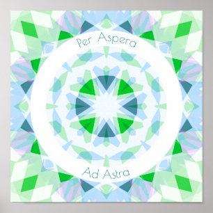 Póster Verde azul por aspera y astra estrellas motivacion