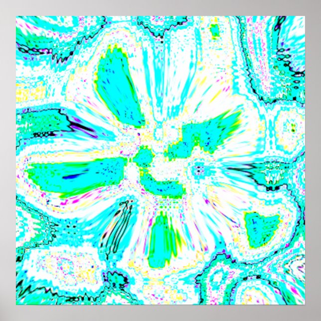 Póster Verde azulado Blue Green Abstract Patterns Colorfu (Frente)