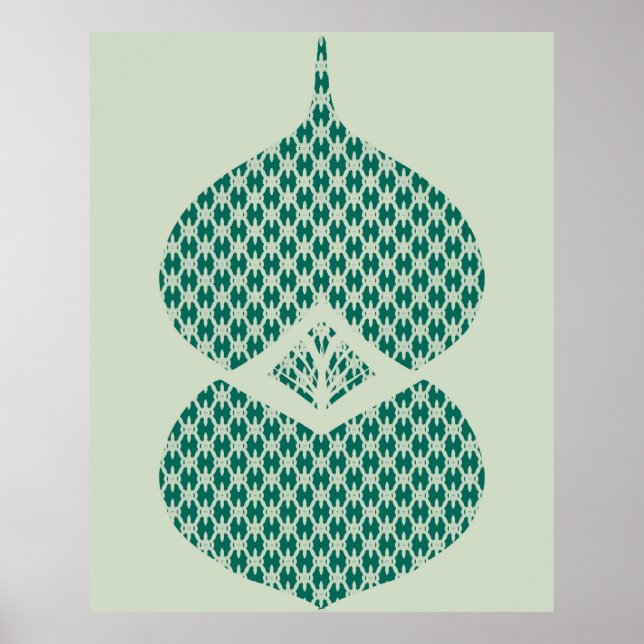 Póster Verde azulado geométrico de mediados de siglo y ar (Frente)