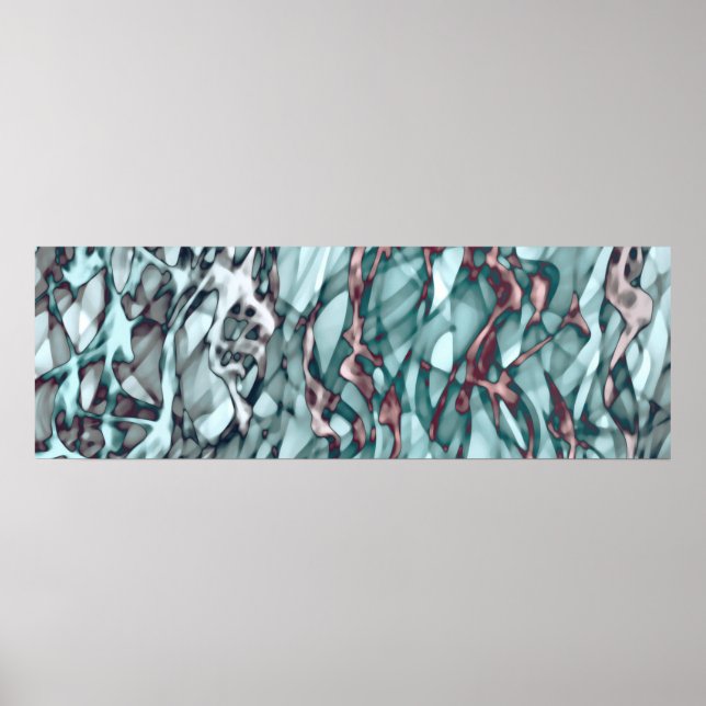 Póster Verde azulado Naranja amarillo dorado rojo abstrac (Frente)