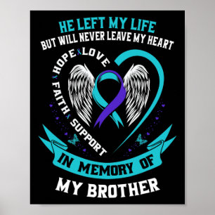 Póster Verde azulado Y Morado En Memoria De Mi Hermano Su
