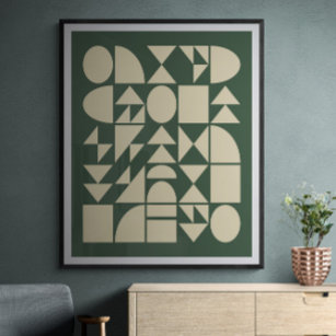 Póster Verde bosque   Formas geométricas modernas