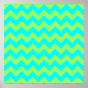 Póster Verde Claro y Zigzag Aqua