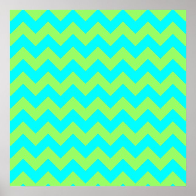 Póster Verde Claro y Zigzag Aqua (Frente)