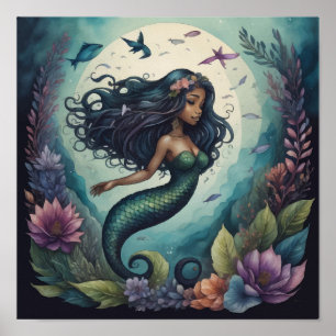 Póster Verde de la sirena negra