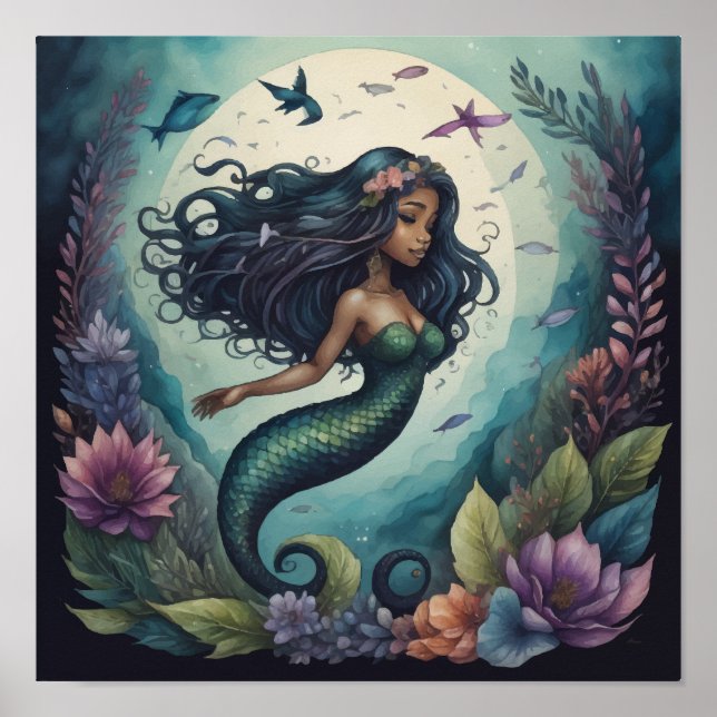 Póster Verde de la sirena negra (Frente)