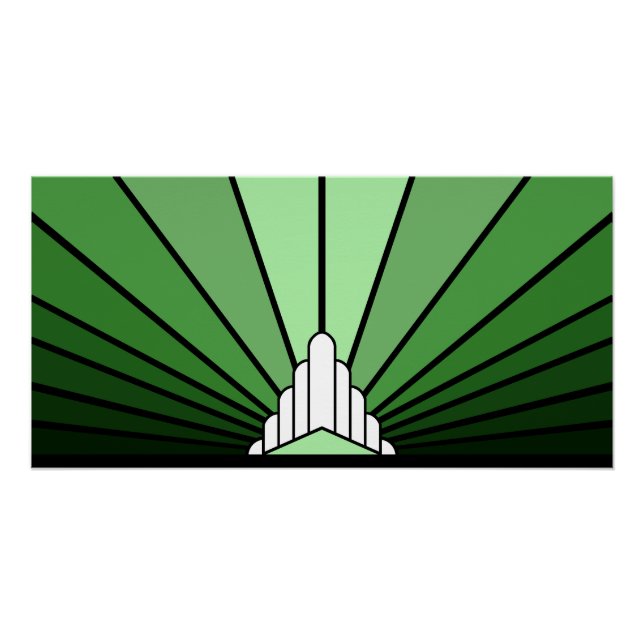 Póster Verde del sol del Art Deco (Anverso)