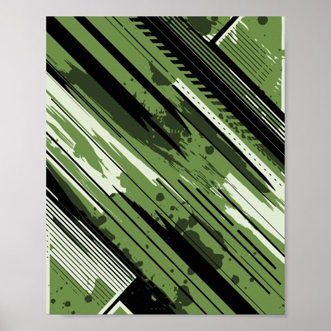 Póster Verde Diagonal Dinámico Abstracto (Frente)