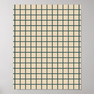 Póster Verde En Cuadrícula De Crema