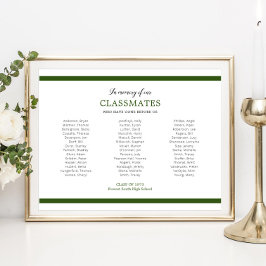 Póster Verde En Memoria De La Reunión Escolar De Nuestros