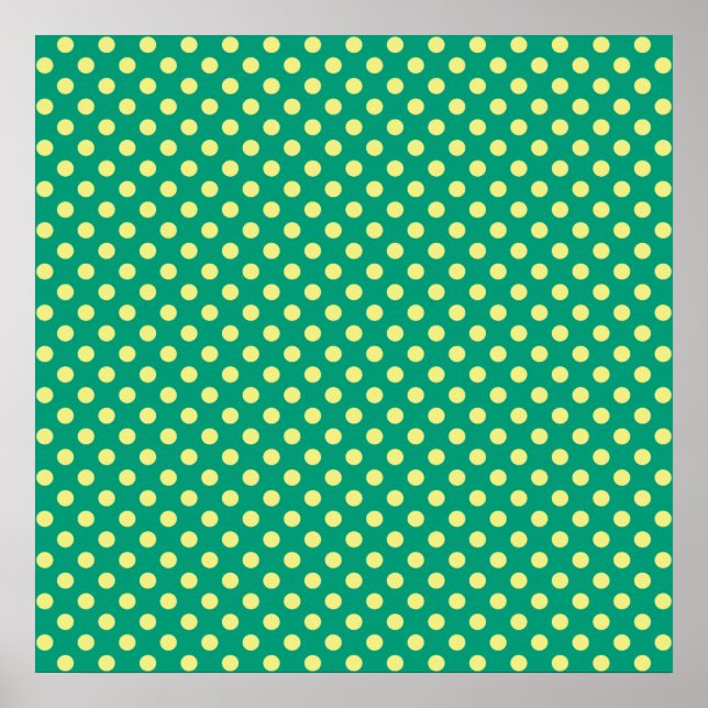 Póster Verde esmeralda con puntos de polka amarillo de Sa (Frente)