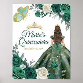 Póster Verde Esmeralda Vestidos Quinceañera Cumpleaños de