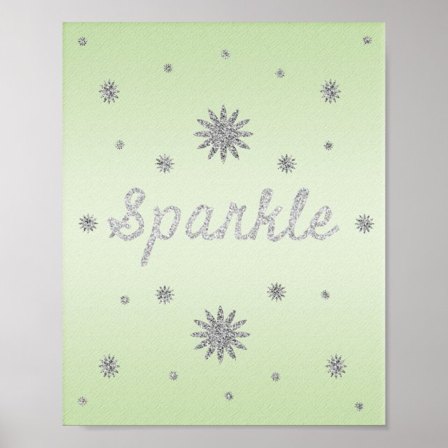 Póster Verde espumoso con Poster Purpurina plateado (Frente)