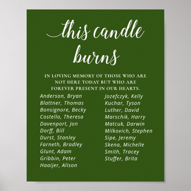 Póster Verde Esta Vela Arde Reunión de Clase Conmemorativ (Frente)