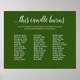 Póster Verde Esta Vela Arde Reunión de Clase Memorial