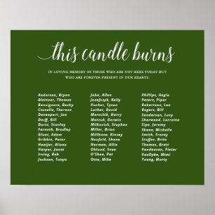 Póster Verde Esta Vela Arde Reunión de Clase Memorial