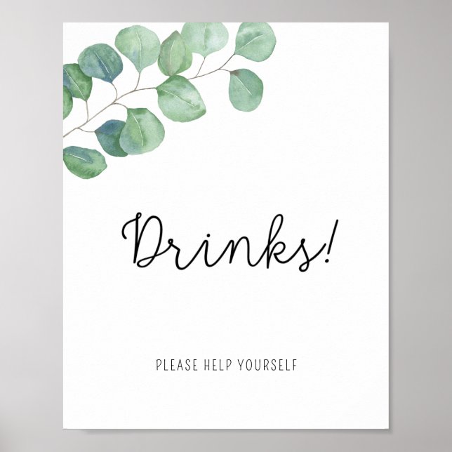 Póster Verde Eucalipto - Bebidas (Frente)