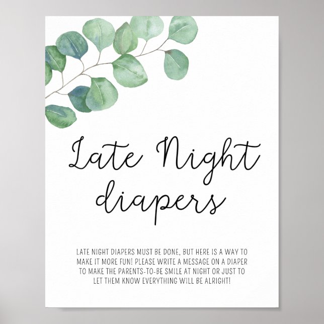 Póster Verde Eucalipto - Pañales de Noche (Frente)