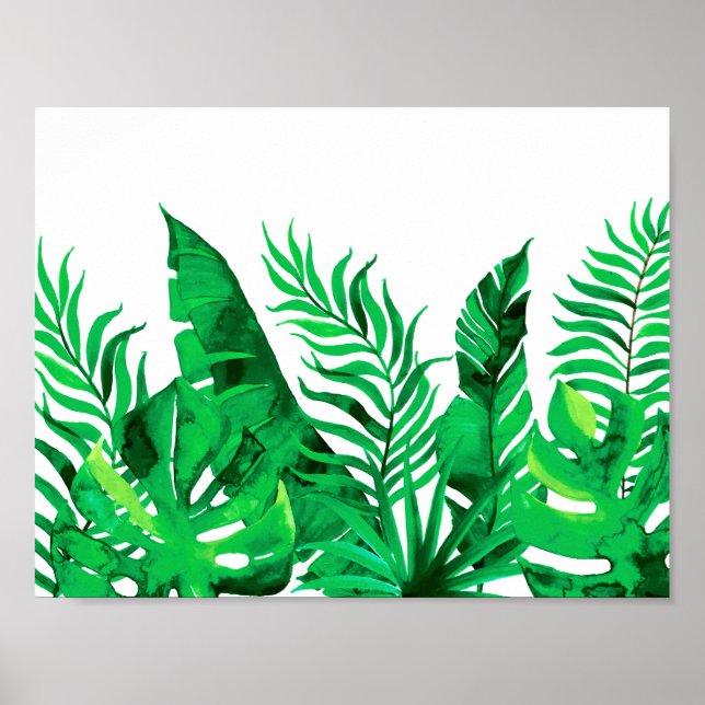 Póster Verde exuberante - Foliage tropical acuático - (Frente)