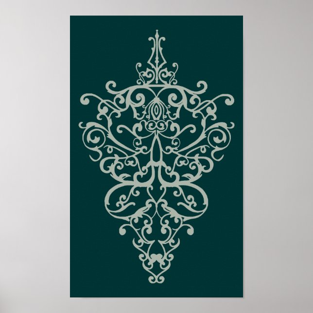 Póster verde filigre (Frente)