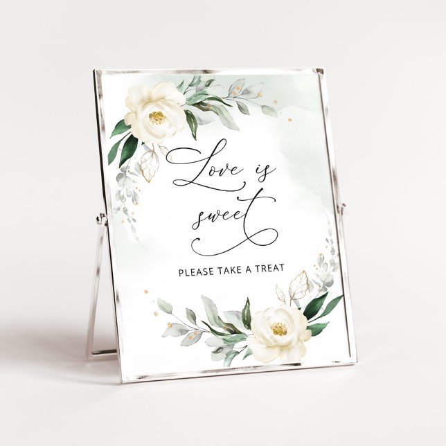 Póster Verde floral oro elegante El amor es dulce (Subido por el creador)