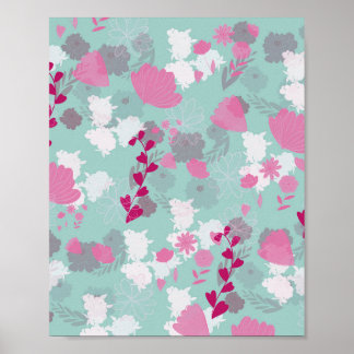 Póster verde flores
