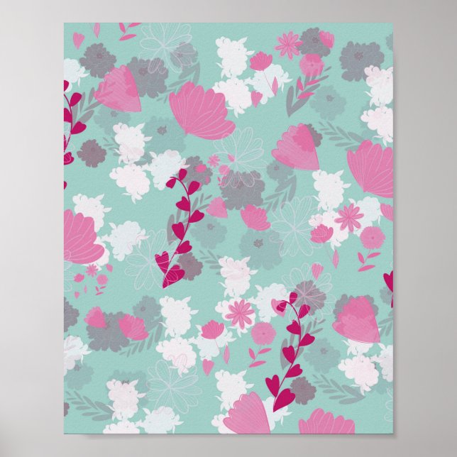 Póster verde flores (Frente)