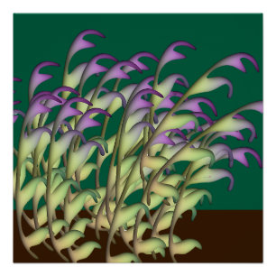 Póster Verde + Follaje Púrpura Naturaleza Verde