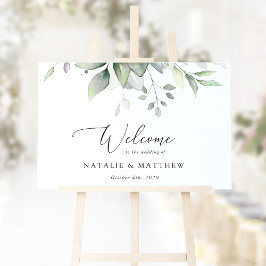 Póster Verde, Hojas de Eucalipto, Bienvenida de Boda