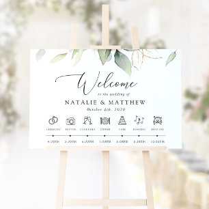 Póster Verde, Hojas de Eucalipto, Cronología de la Boda