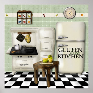 Póster Verde libre de la cocina del gluten