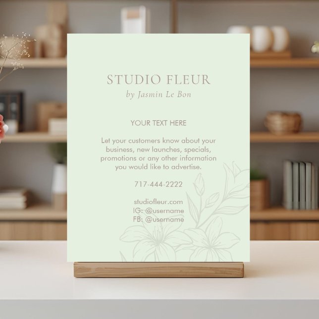 Póster Verde Menta | Moda texto floral promocional (Subido por el creador)