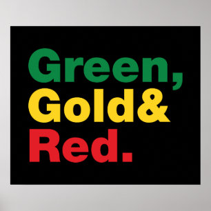 Póster Verde, Oro y Rojo.