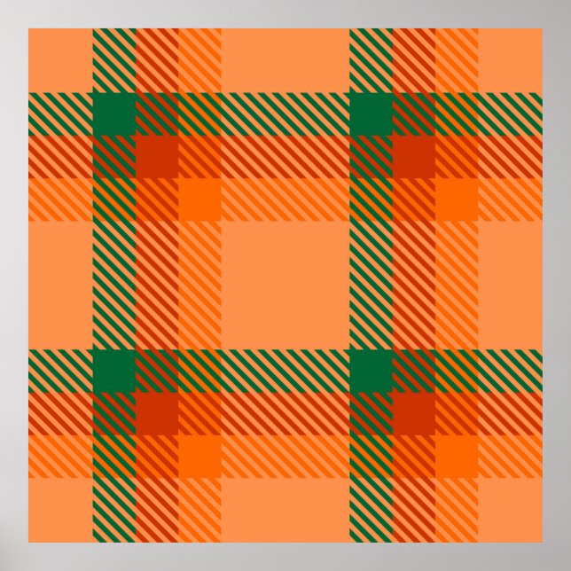 Póster Verde, rojo, Naranja y escocés Tartán (Frente)