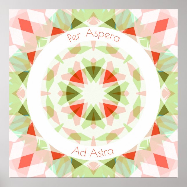 Póster Verde Rojo por aspera y astra estrellas motivacion (Frente)