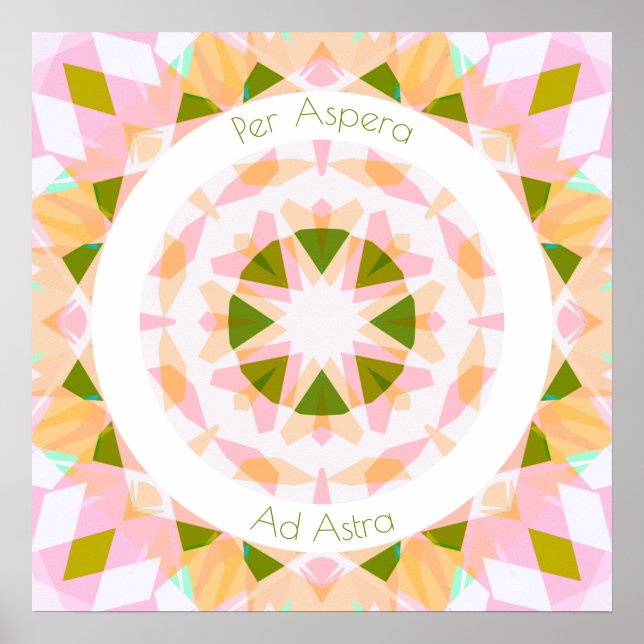 Póster Verde rosa bonito por aspera y astra motivación (Frente)