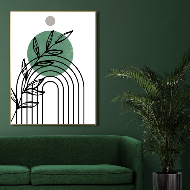 Póster Verde Salvia Botánico Geométrico De Mitad De Siglo (Subido por el creador)