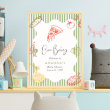Verde Salvia Ciao Baby Pizza Italiana Baby Shower