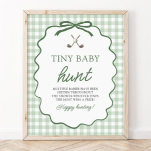 Póster Verde Salvia Gingham Golf Bebé Pequeño Caza Baby S
