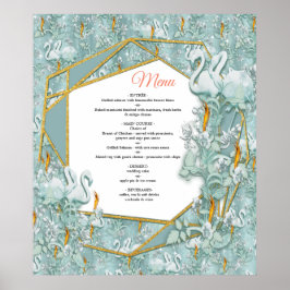 Póster verde salvia, seda, plumas, verde pálido, llama do