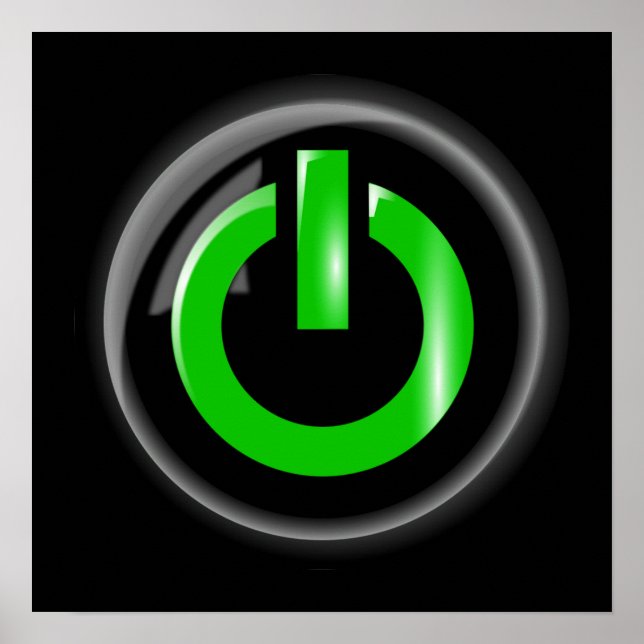Póster " Verde sobre el botón de encendido negro (Frente)