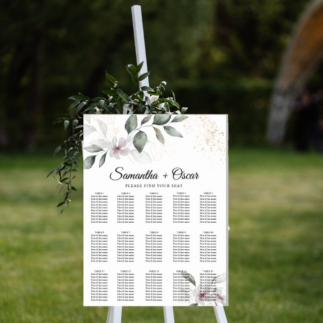 Póster Verde Suave Acuarela de Hoja y Flor | Dorado (Subido por el creador)