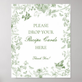 Póster Verde Toile De Jouy Floral Comparte una Receta Nup