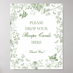 Póster Verde Toile De Jouy Floral Comparte una Receta Nup