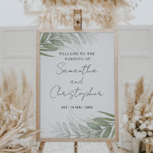 Verde tropical Rótulo Boda de caligrafía moderna