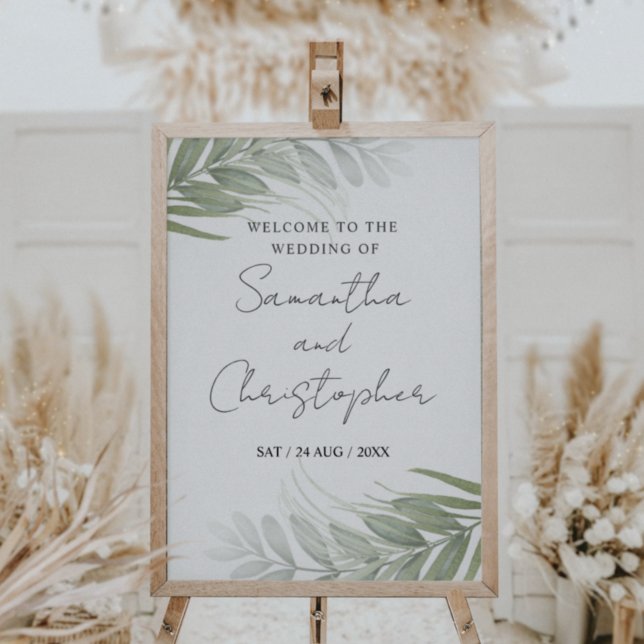 Póster Verde tropical Rótulo Boda de caligrafía moderna (Subido por el creador)