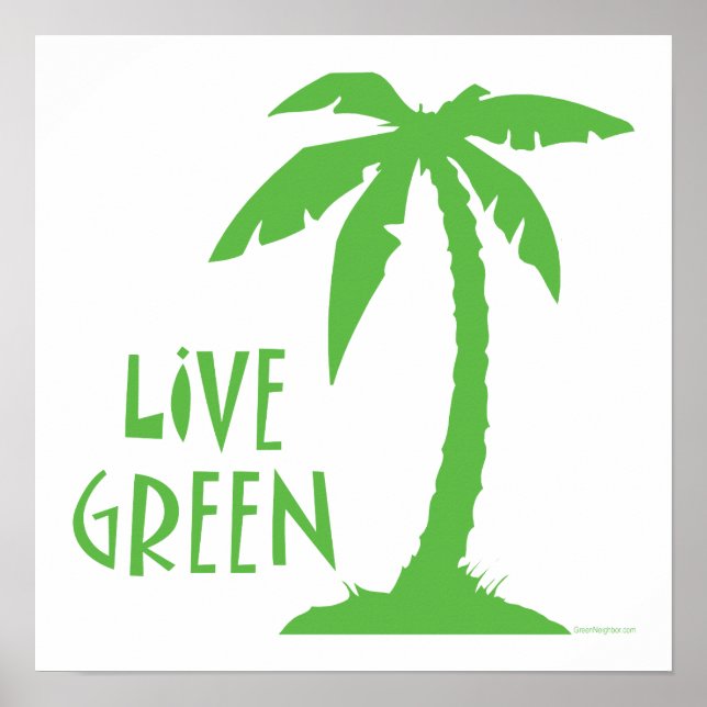 Póster Verde vivo - Árbol de palmas (Frente)