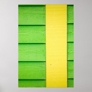 Póster Verde y amarillo en costado de madera
