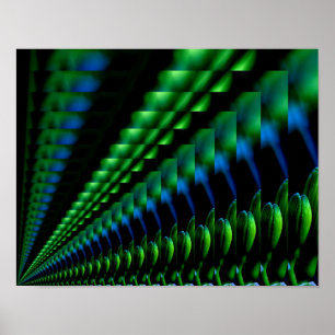Póster Verde y azul abstracto